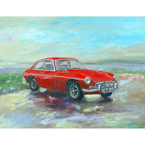 MGB GT At Porlock Weir classic car painting