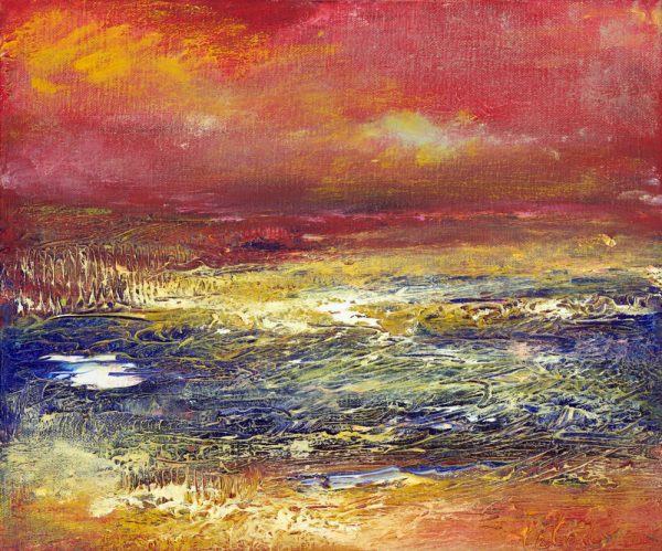 Good Times Ahead - Exmoor sunset and seascape painting in oil on canvas
