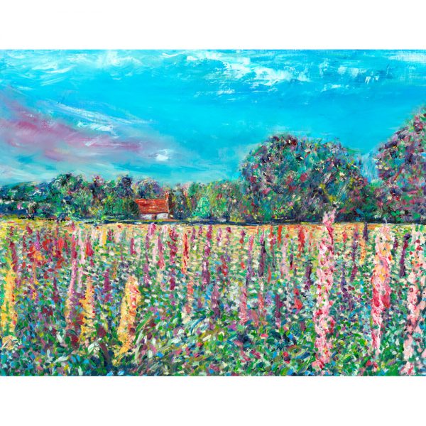 Heavenly Bouquet - landscape painting of wild Fox Gloves