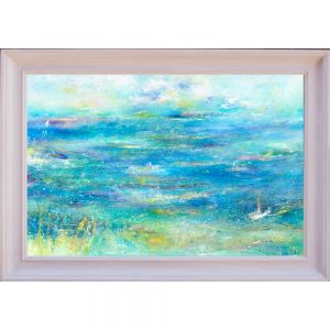 Gone Fishing - seascape painting in oil on canvas framed