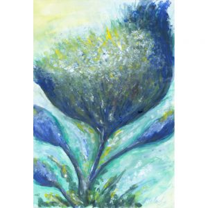 Blue Seeds Of Light abstract flower paintig