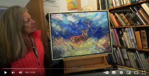 A Fathers Love - Painting of Red Stag on Exmoor with a full set of antlers during the rutting deer
