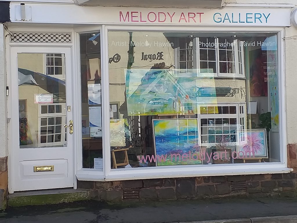 Melody Art Gallery in Porlock High Street in Exmoor National Park with paintings and photographs by Melody and David Hawtin