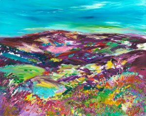 Purple Headed Mountain landscape painting of Dunkery Beacon on Exmoor with gorse and heather