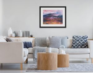 Strolling Along With You a winter landscape painting of Dunkery Beacon in Exmoor National Park hanging in lounge