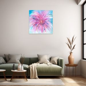 a captivating artwork that exudes vibrancy and expression through its abstract depiction of a flower